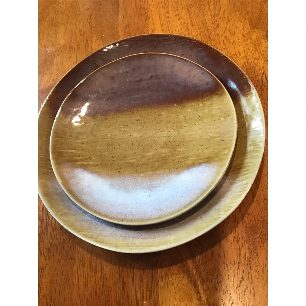 Ombre Dinner and Dessert Plates La Dolce Vita Collection Tan Blush White Artsy